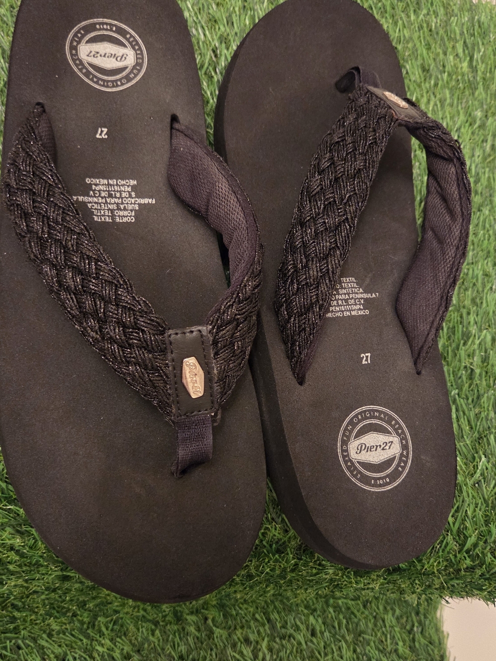 Black Braided Flip Flops